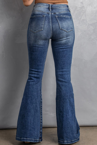 High Waist Flare Jeans with Pockets