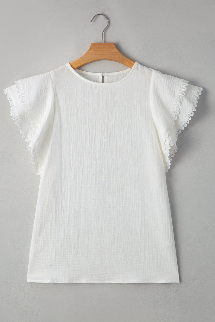 Cecelia Ruffled Flutter Sleeve Blouse