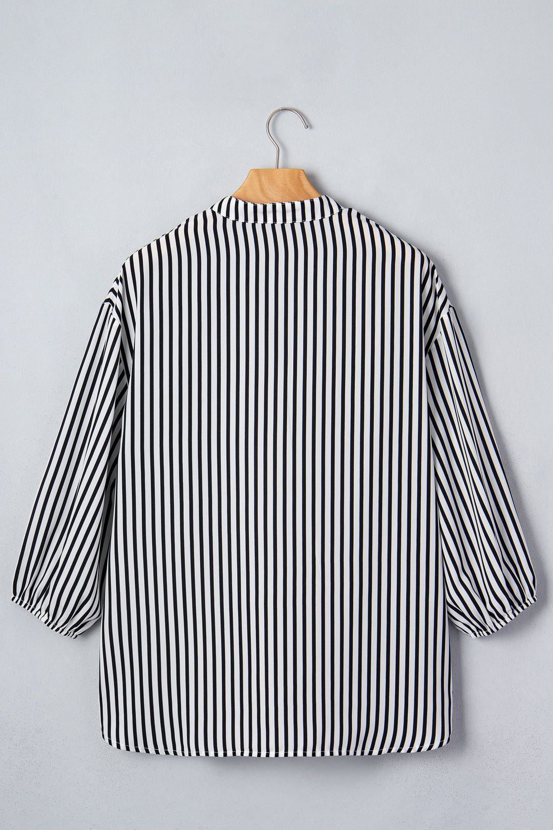 Black Striped Half Sleeve Button-Up Shirt