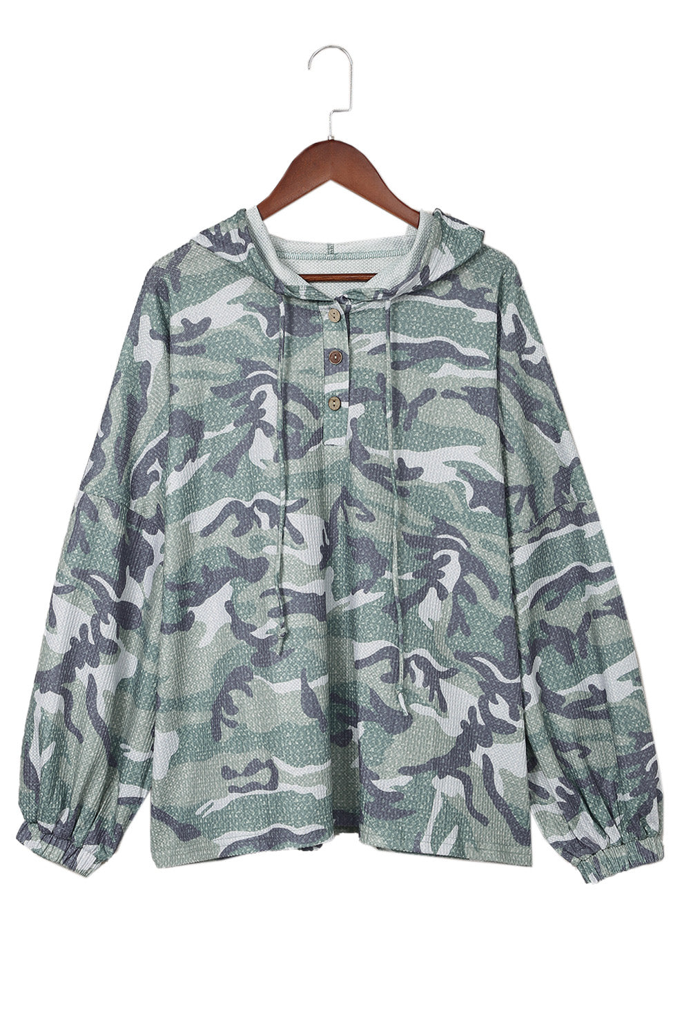 Green Long Sleeve Camo Print Oversize Hoodie