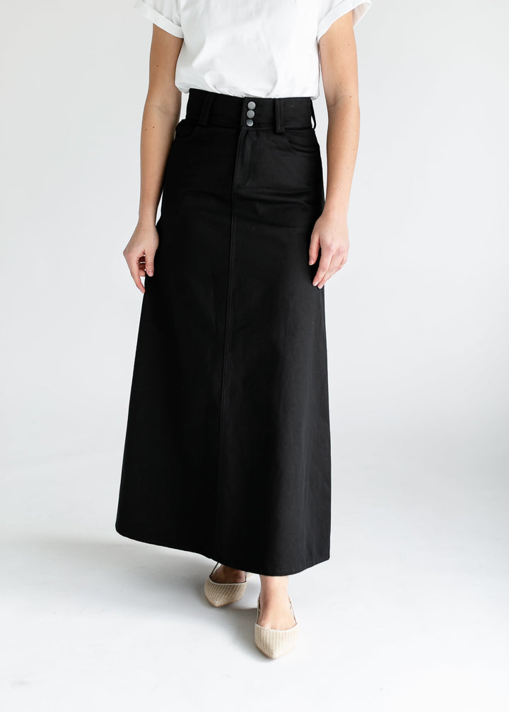 Camellia A-Line Cotton Twill Maxi Skirt - FINAL SALE