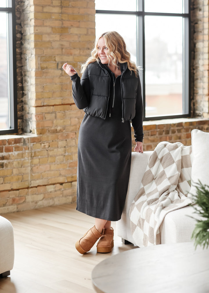 Cayla Quarter Zip Maxi Dress