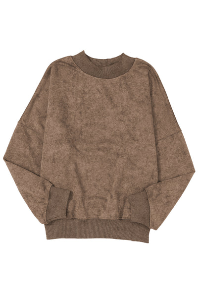 Brown Drop Shoulder Crew Neck Pullover Sweatshirt