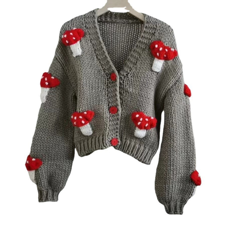 Women’s Mushroom Crochet Short Cardigan