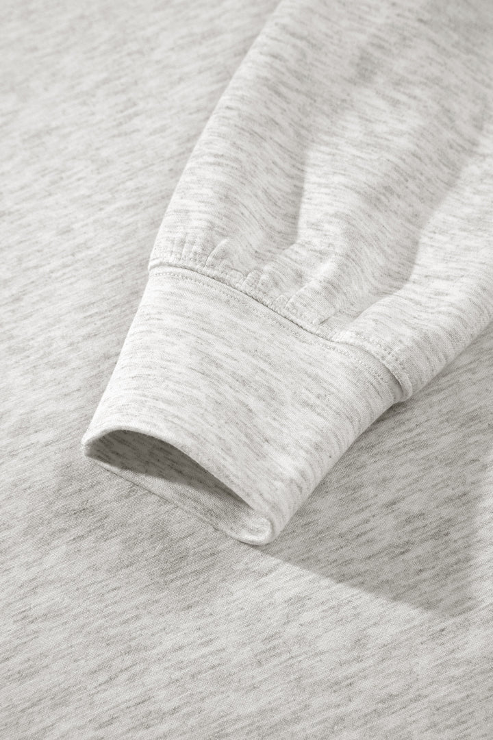 Light Grey Solid Color Zip Front Jacket Style Sweatshirt