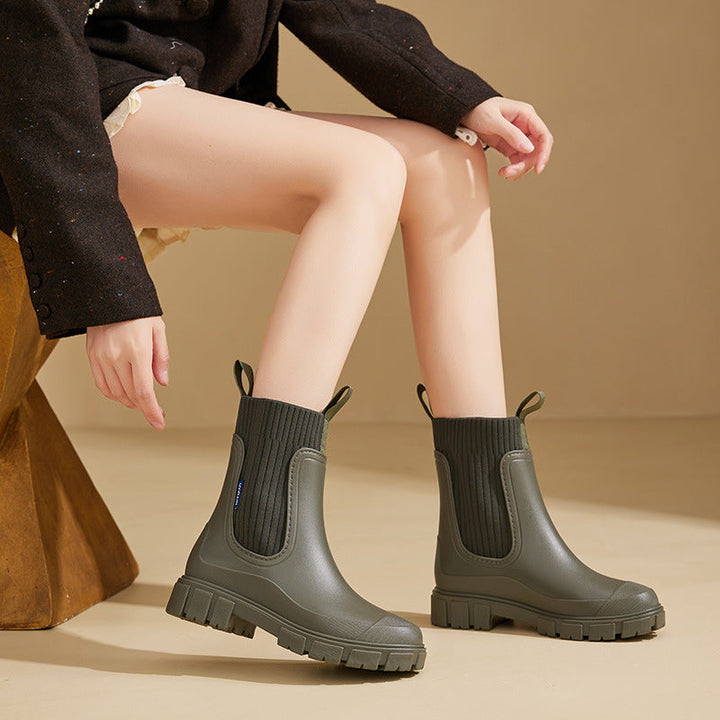 Women’s Waterproof Height-Increasing Rain Boots