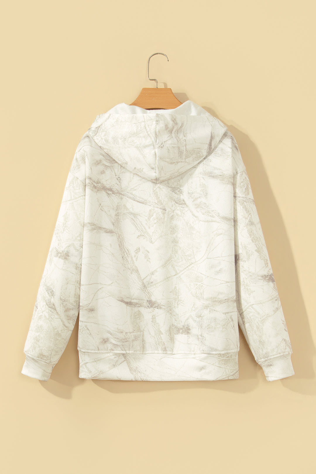 Multicolour Abstract Camo Print Hooded Zip-Up Sweatshirt