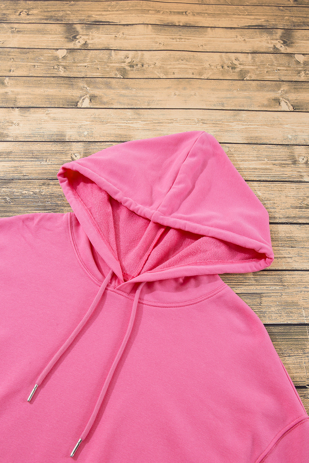 Bonbon Solid Kangaroo Pocket Drawstring Loose Fit Hoodie