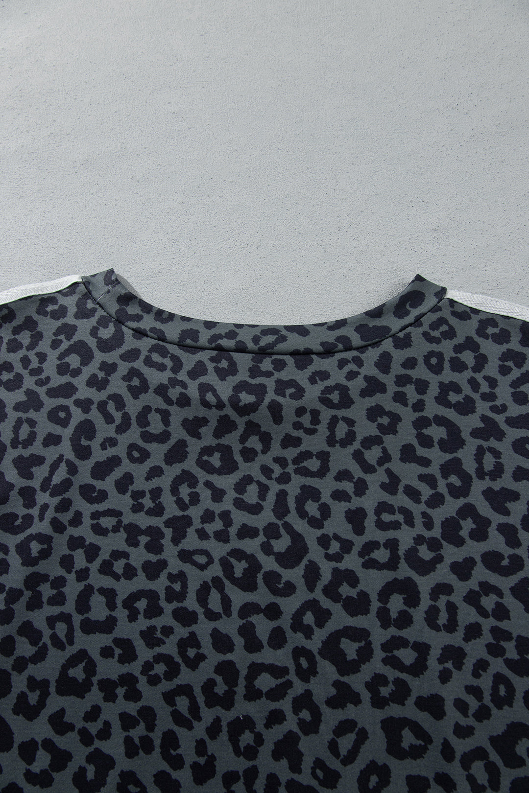 Gray Leopard Print Bracelet Sleeve Top Plus Size Loose Pants Set