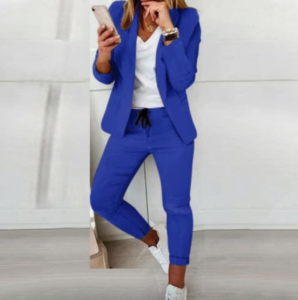 Lapel Blazer &amp; Drawstring Trousers OL Suit – 12 Colors XS–3XL