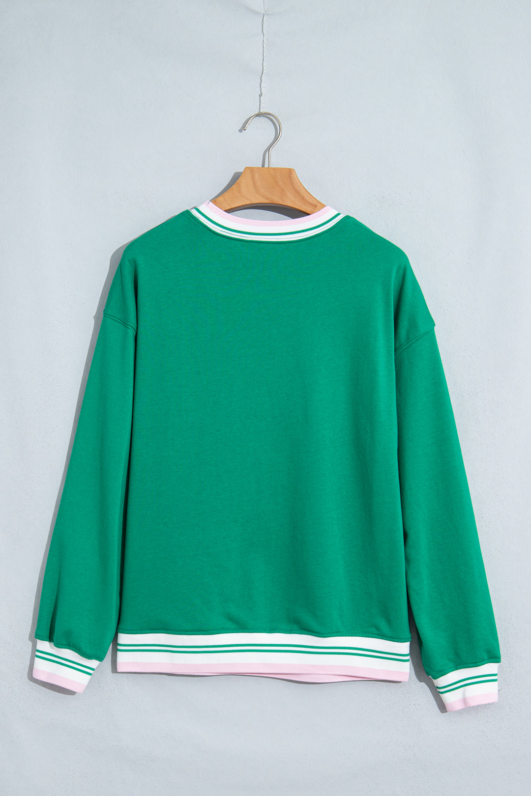 Racing Red Contrast Striped Trim Baggy Pullover Sweatshirt