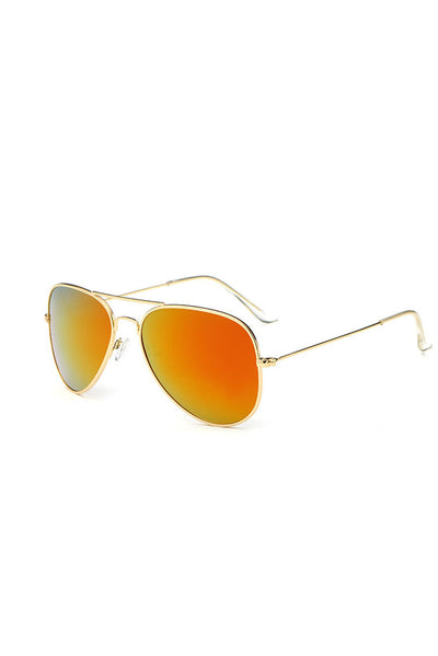 Orange Metal Frame Aviator Sunglasses