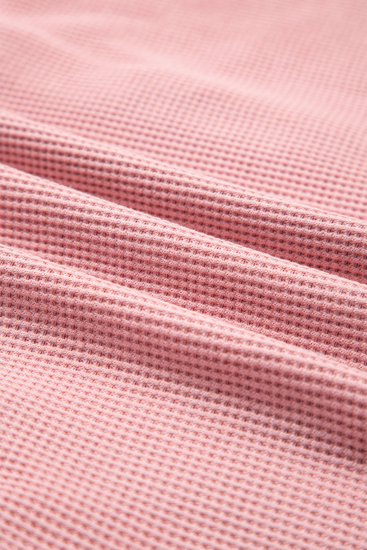 Pink Waffle Patch Pocket Plaid Patchwork Plus Size Shirt