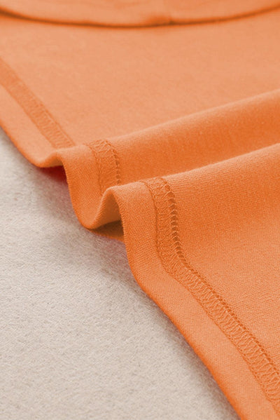 Orange Plain Crew Neck Long Sleeve Top