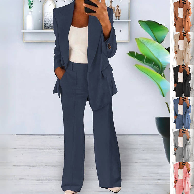 Lapel Blazer &amp; Slim-Fit Trousers Two-Piece Suit – 10 Colors XS–5XL
