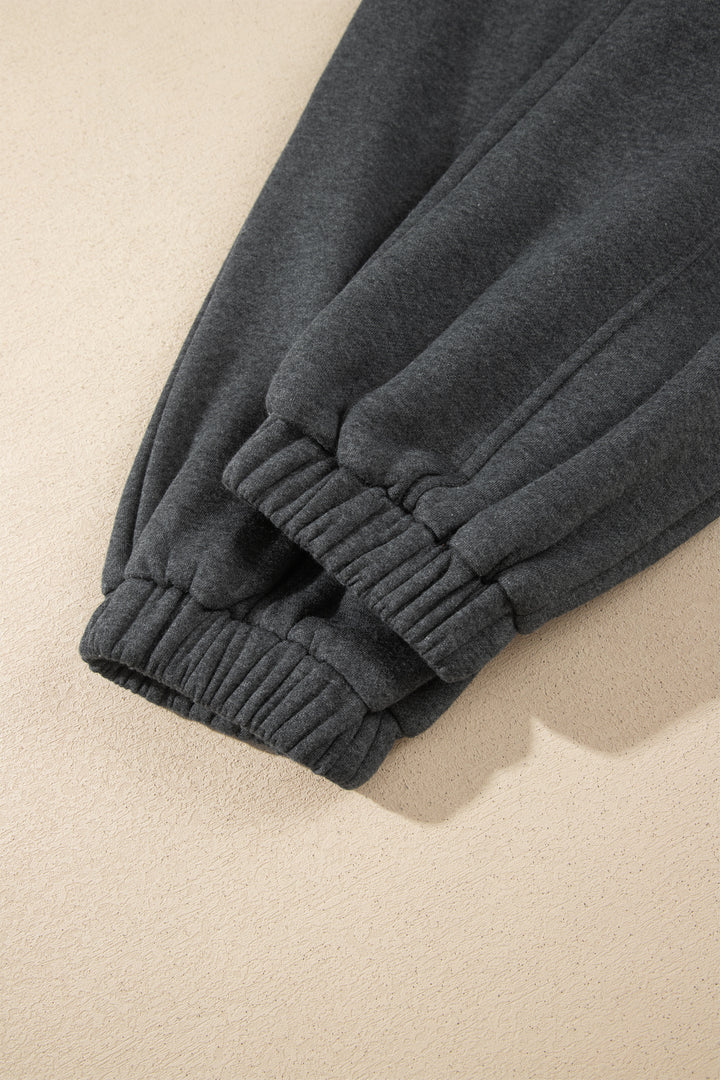 Carbon Grey Solid Colorblock Jogger Pants Set