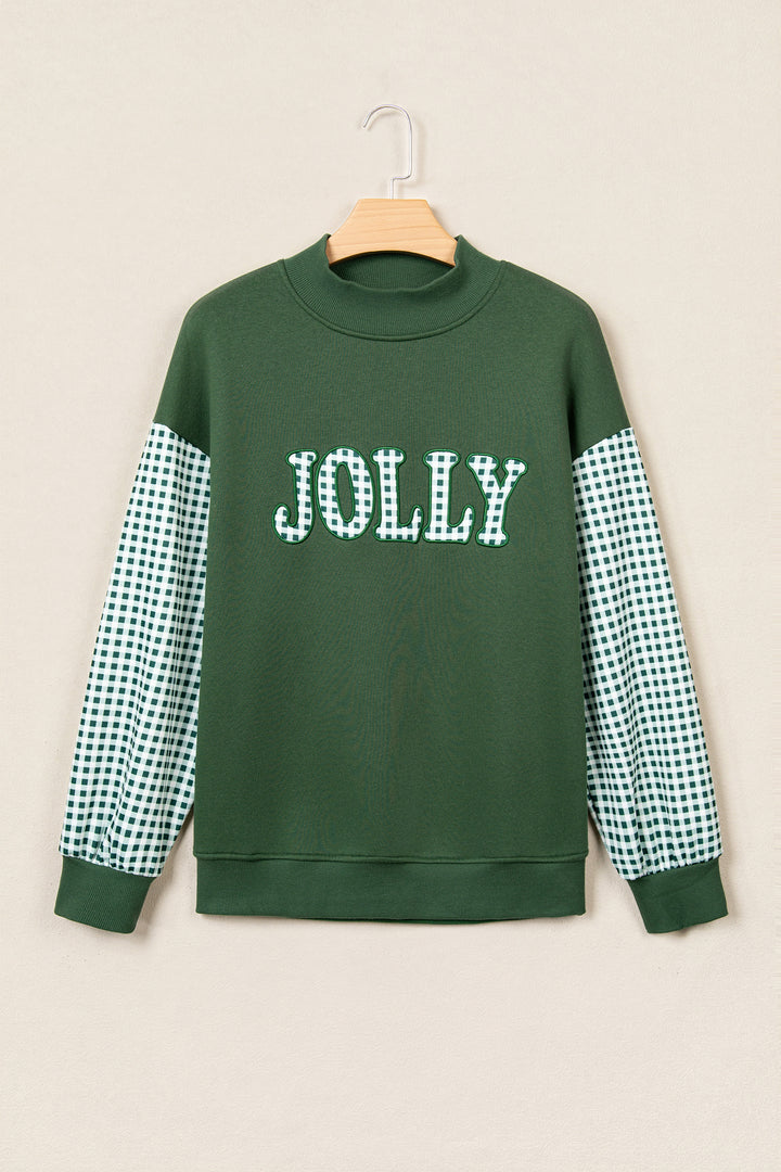 Evergreen Gingham Plaid Oversized Pullover Sweatshirt