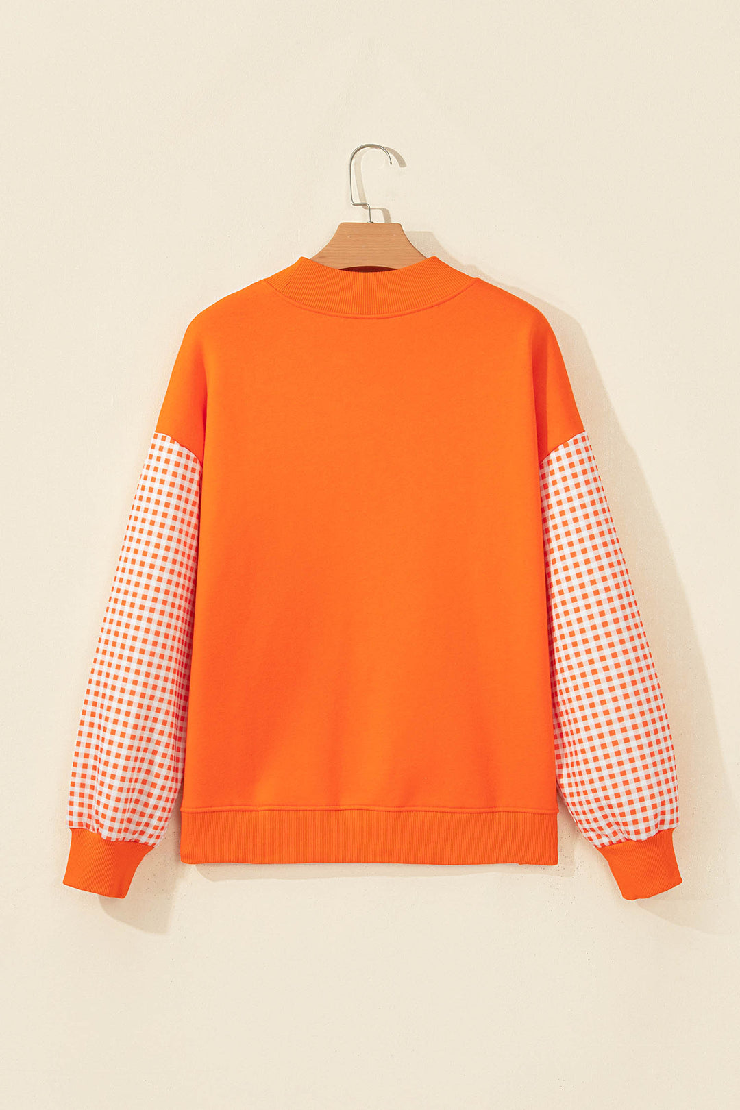 Evergreen Plaid Sleeve Colorblock Loose Tunic Sweatshirt
