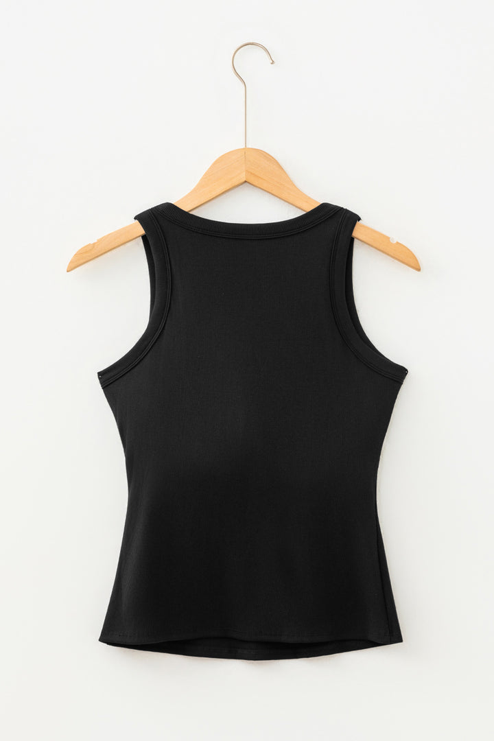 Four Leaf Clover Slim Ribbed Padded Tank Top