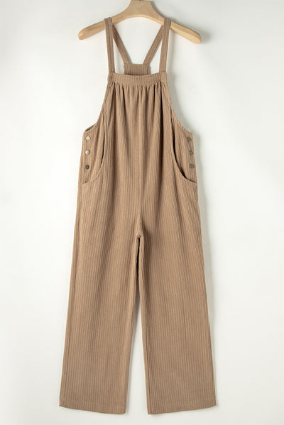 Gray Morn Solid Pocketed Loose Fit Corduroy Overall