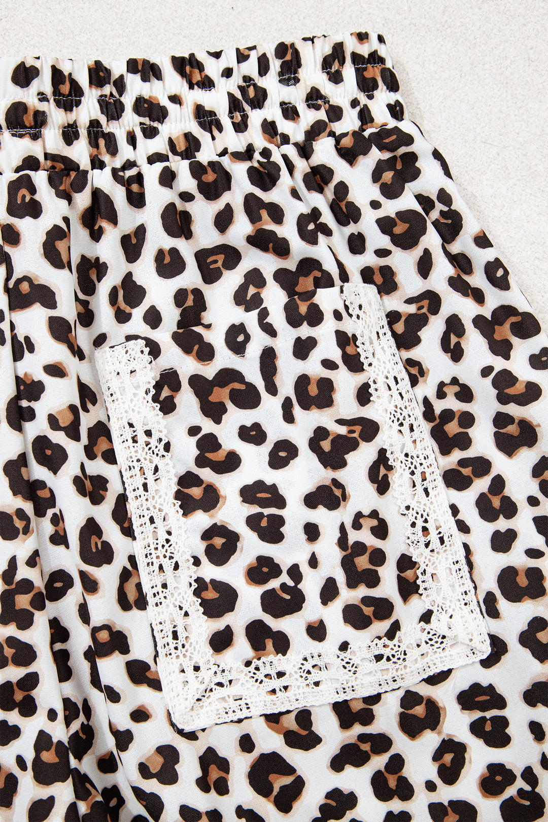 Black Leopard Print Ankle-Length Elastic Waist Pants