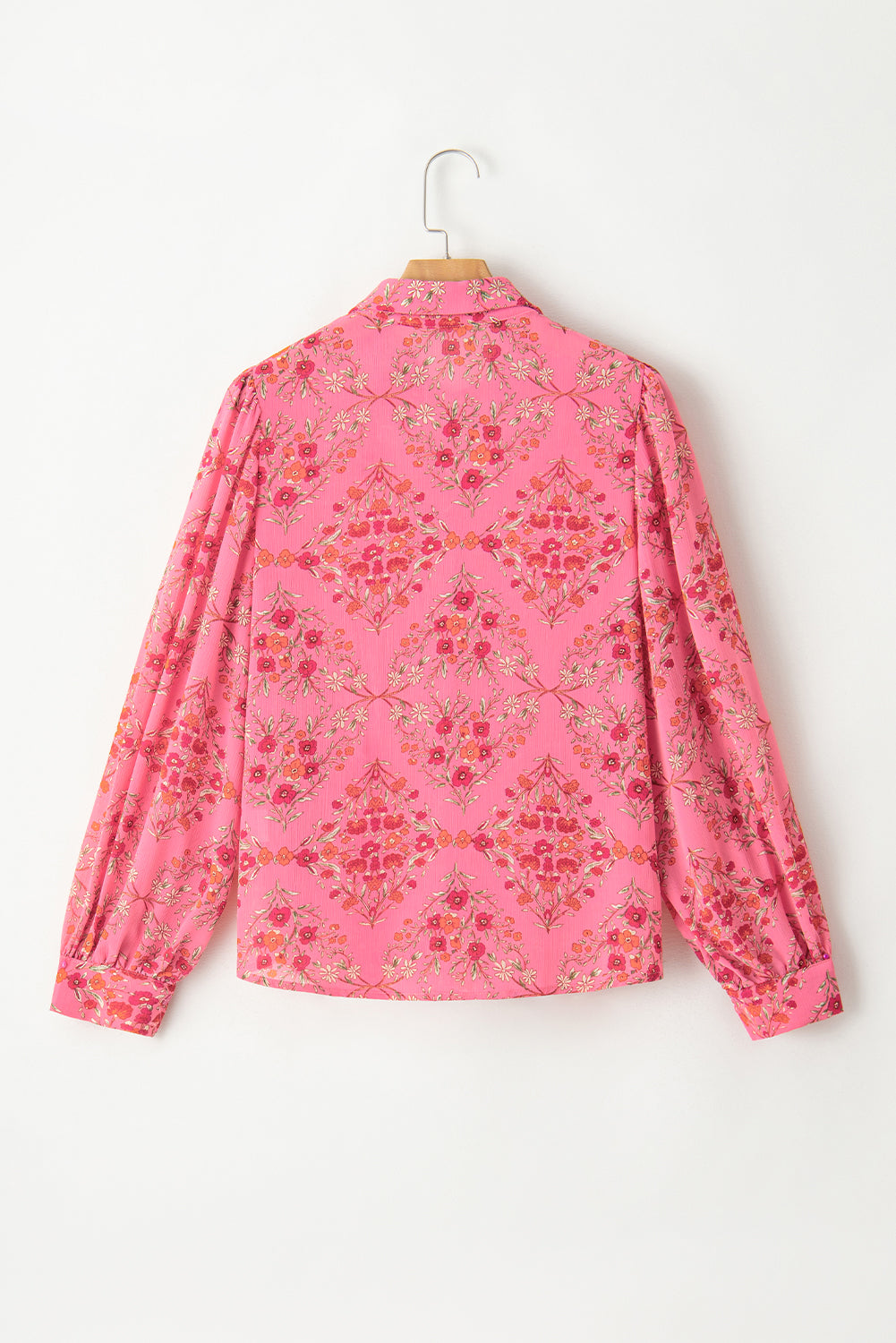 Strawberry Pink Aesthetic Floral Puff Sleeve Shirt