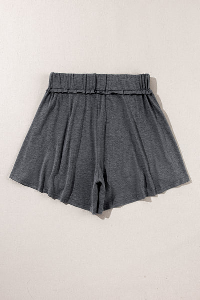 Gray Elastic Waist Culotte Shorts