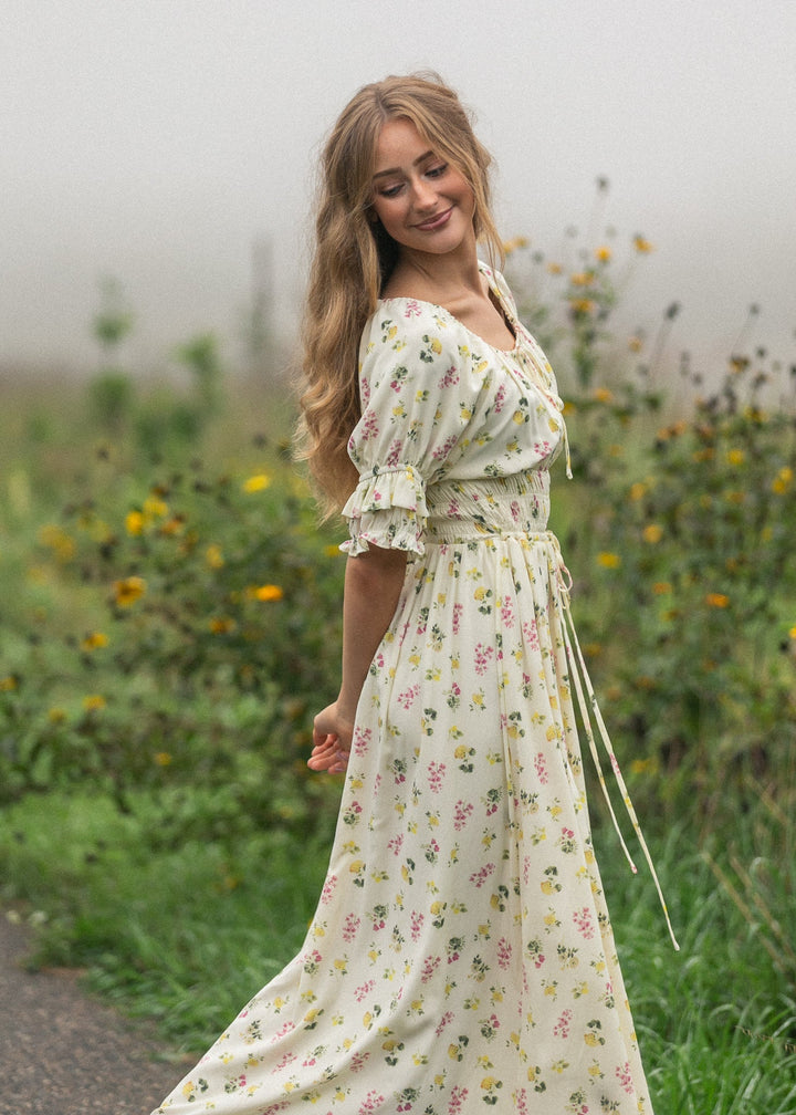 Celine Puff Sleeve Floral Maxi Dress