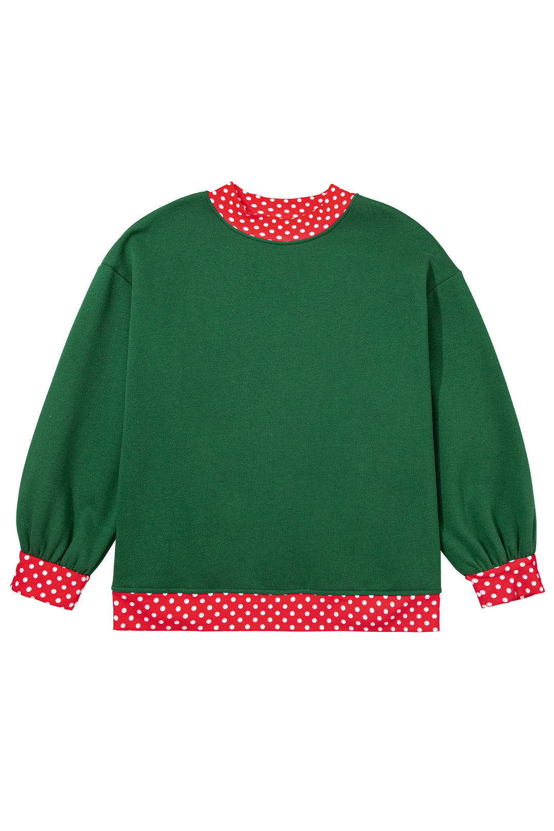 Orange Polka Dot Patchwork Round Neck Plus Size Sweatshirt