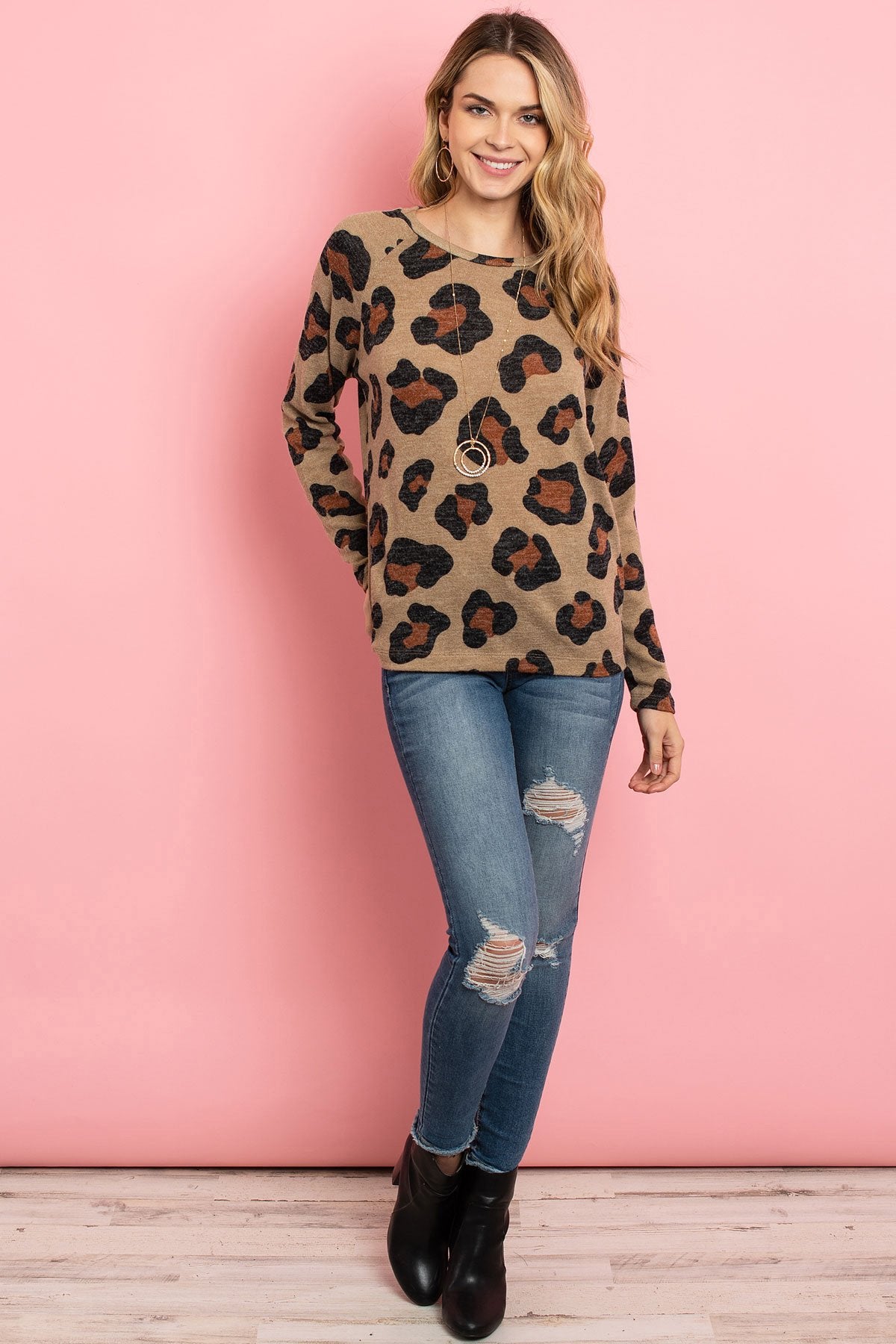 Mirr Hair Leopard Print Long Sleeved Top