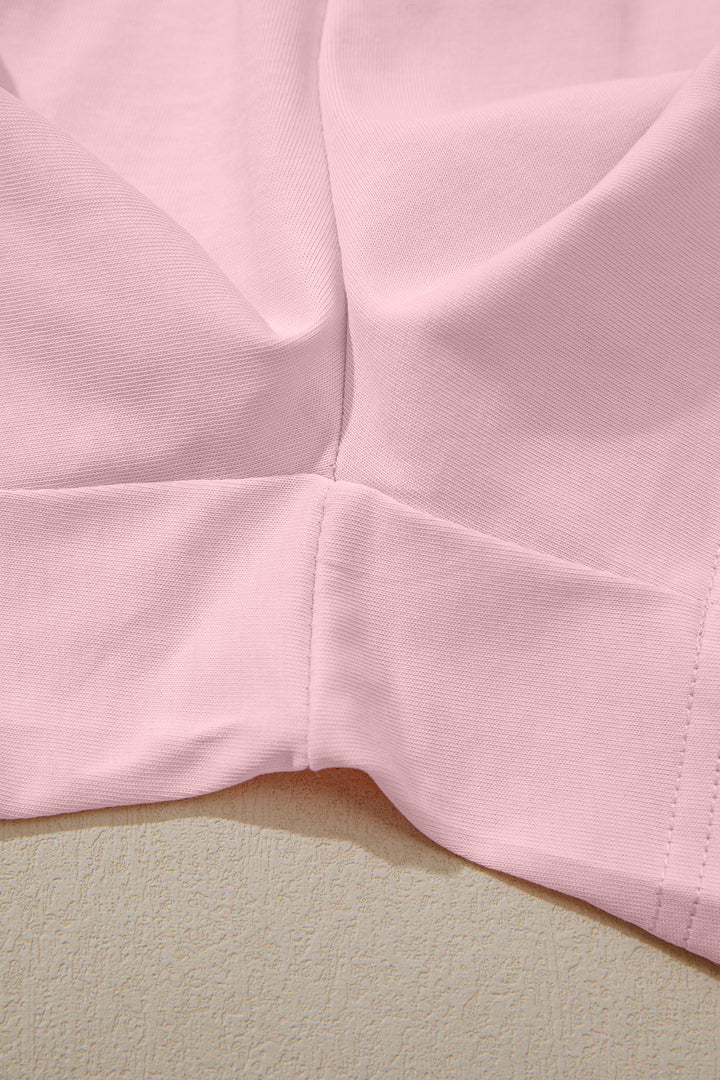 Mist Blue Stitched Detail Loose Tank Top 2pcs Short Set