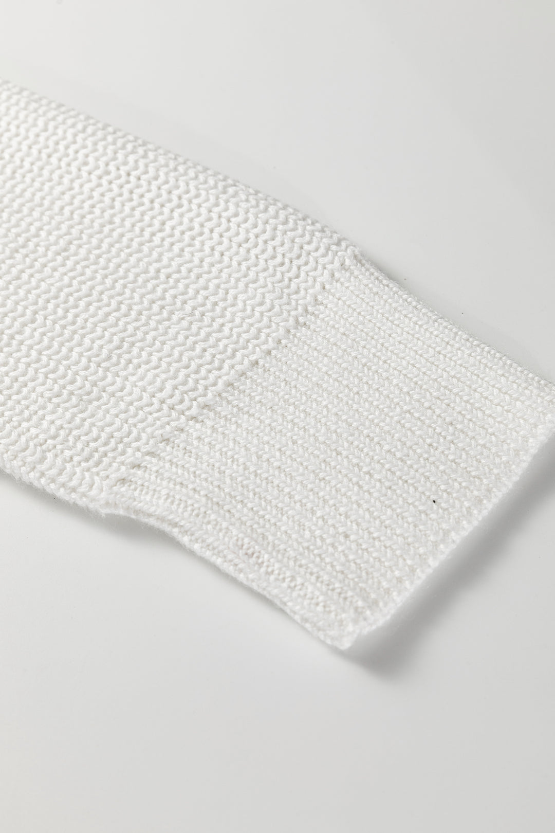 White Mix Texture Patchwork Contrast Stitch Mock Neck Sweater