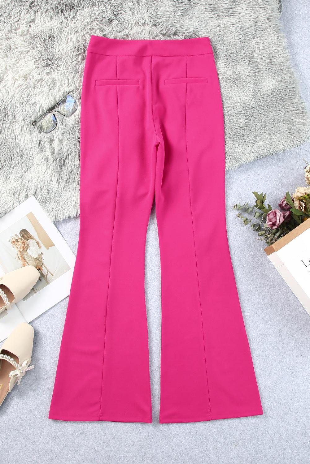 Rose Split Hem High Waist Pants