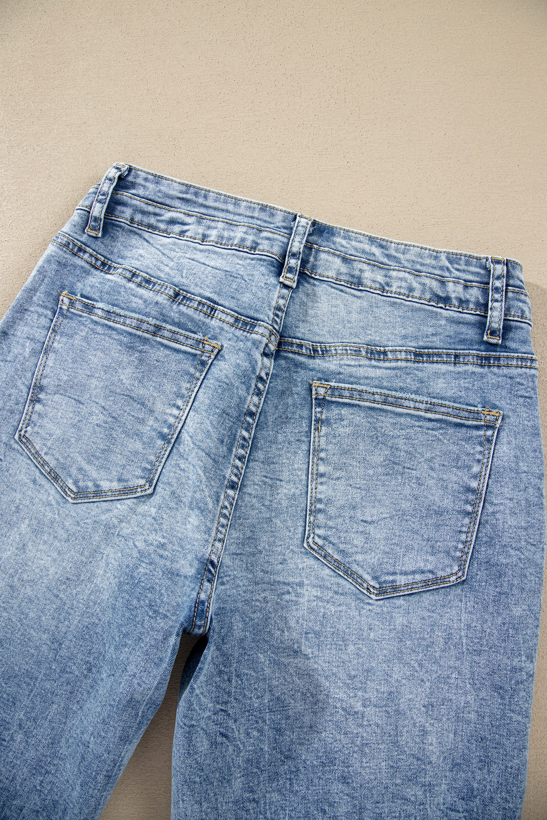 Beau Blue Acid Wash Pocket Detail Flare Jeans