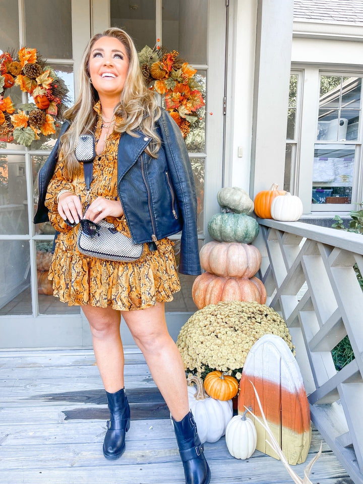 Grace Long Sleeve Short Dress - Snake Charmer