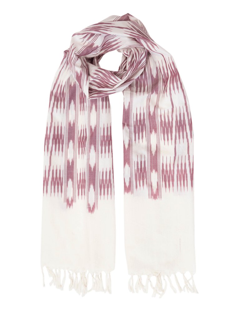 Cream & Pink Banded Stripes Scarf