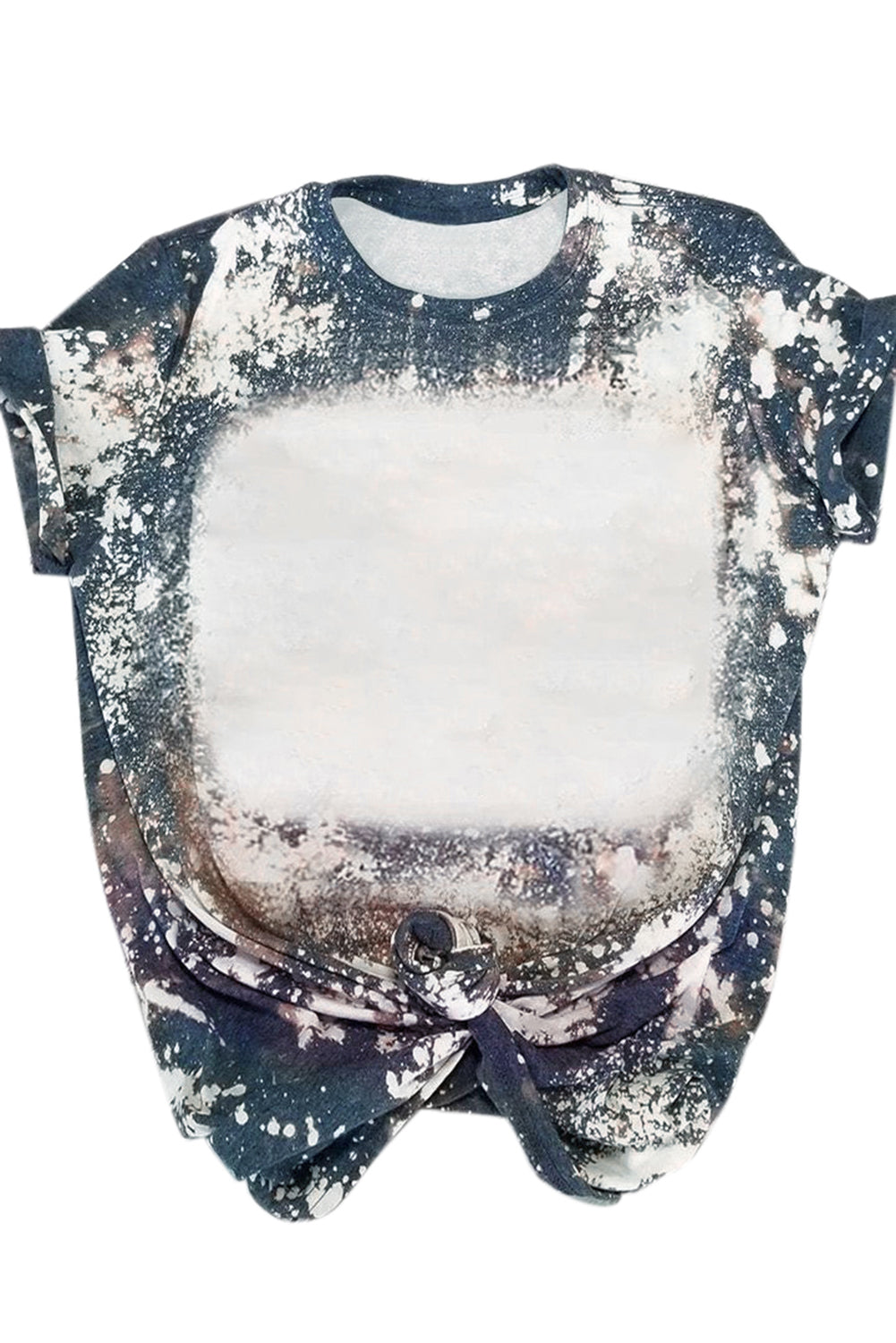 Multicolor Tie Dye Bleached Round Neck Short Sleeve T-shirt