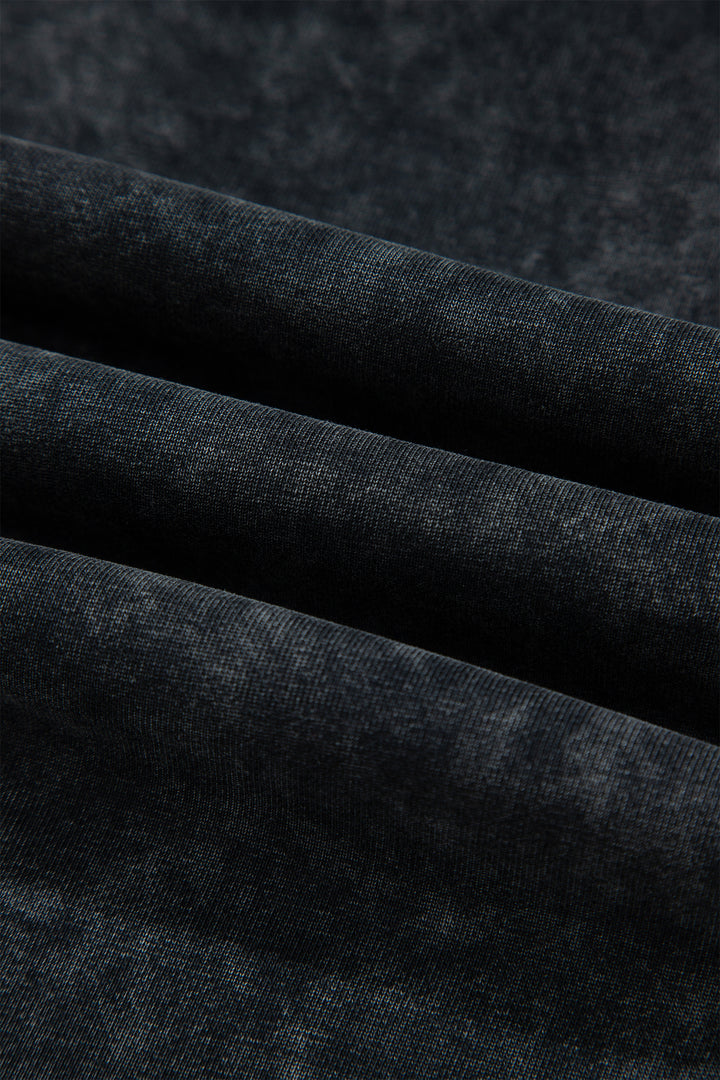 Black Mineral Wash Raw Seam Drawstring Elastic Waist Barrel Pants