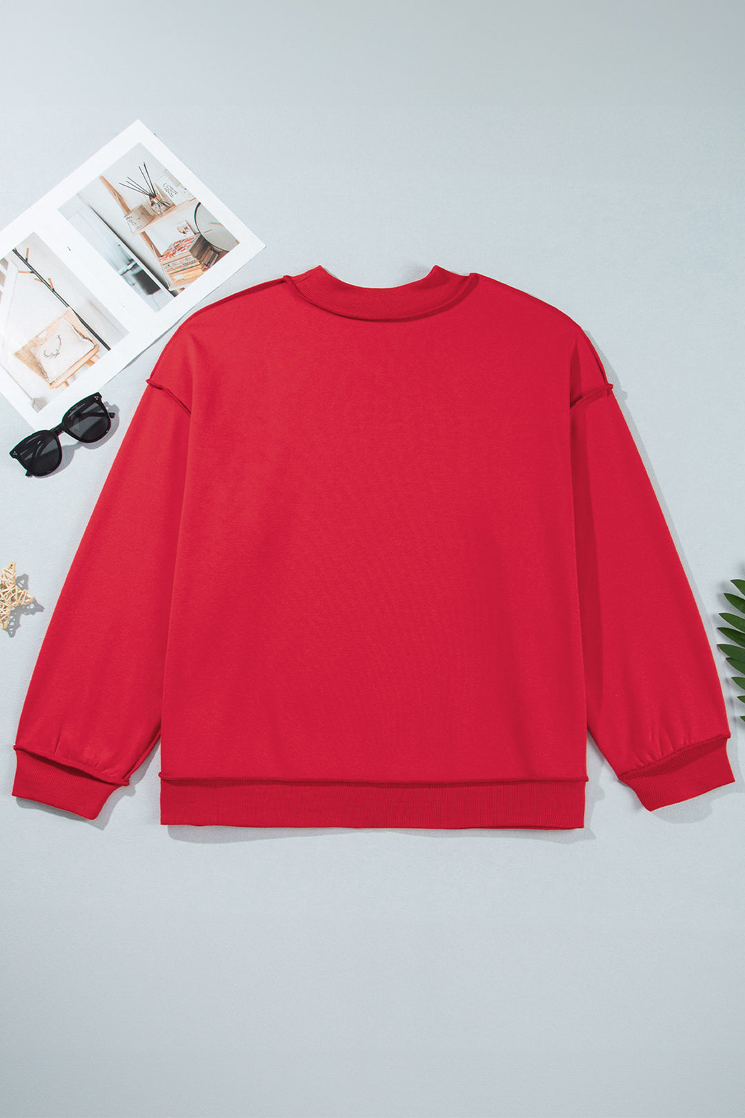 Racing Red Exposed Seam Detail Reversible Double Wear Plus Size Sweatshirt