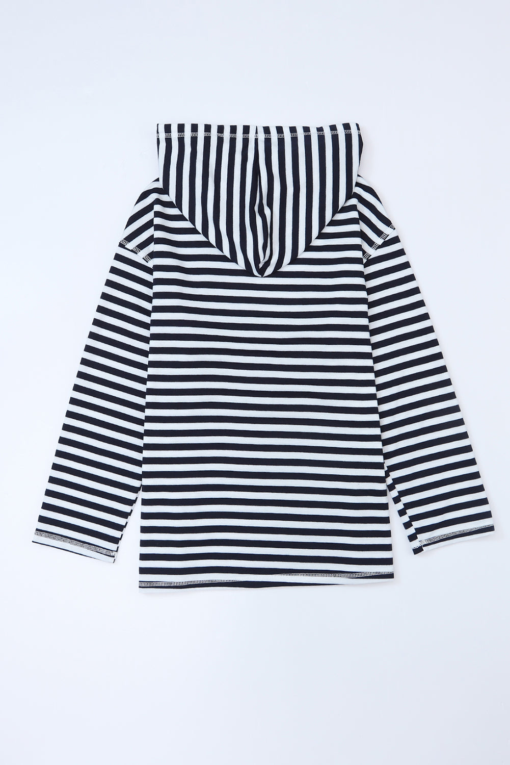 Stripe Kangaroo Pocket Drawstring Hoodie