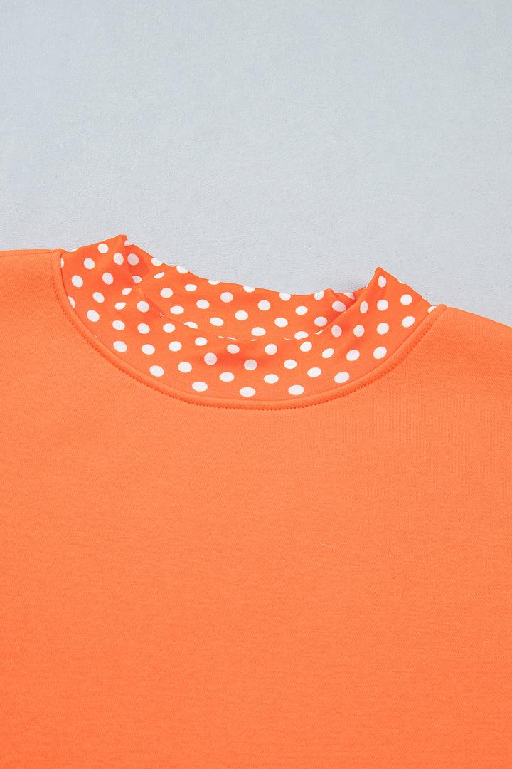 Red Colorblock Polka Dot Contrast Trim Oversized Sweatshirt