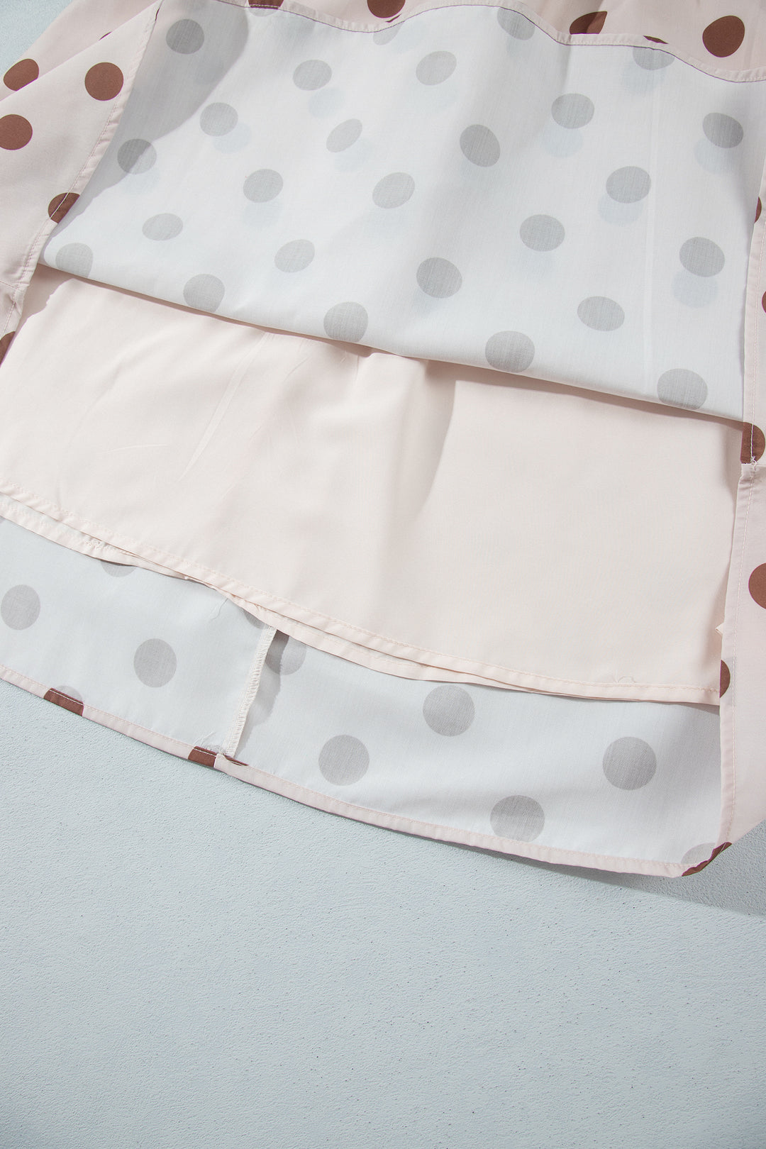Beige Polka Dot Midi Long Sleeve Dress