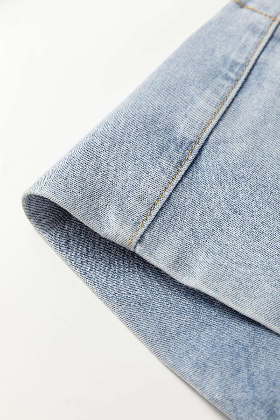 Beau Blue Mid Rise Pearl Embellished Split Wide Leg Jeans