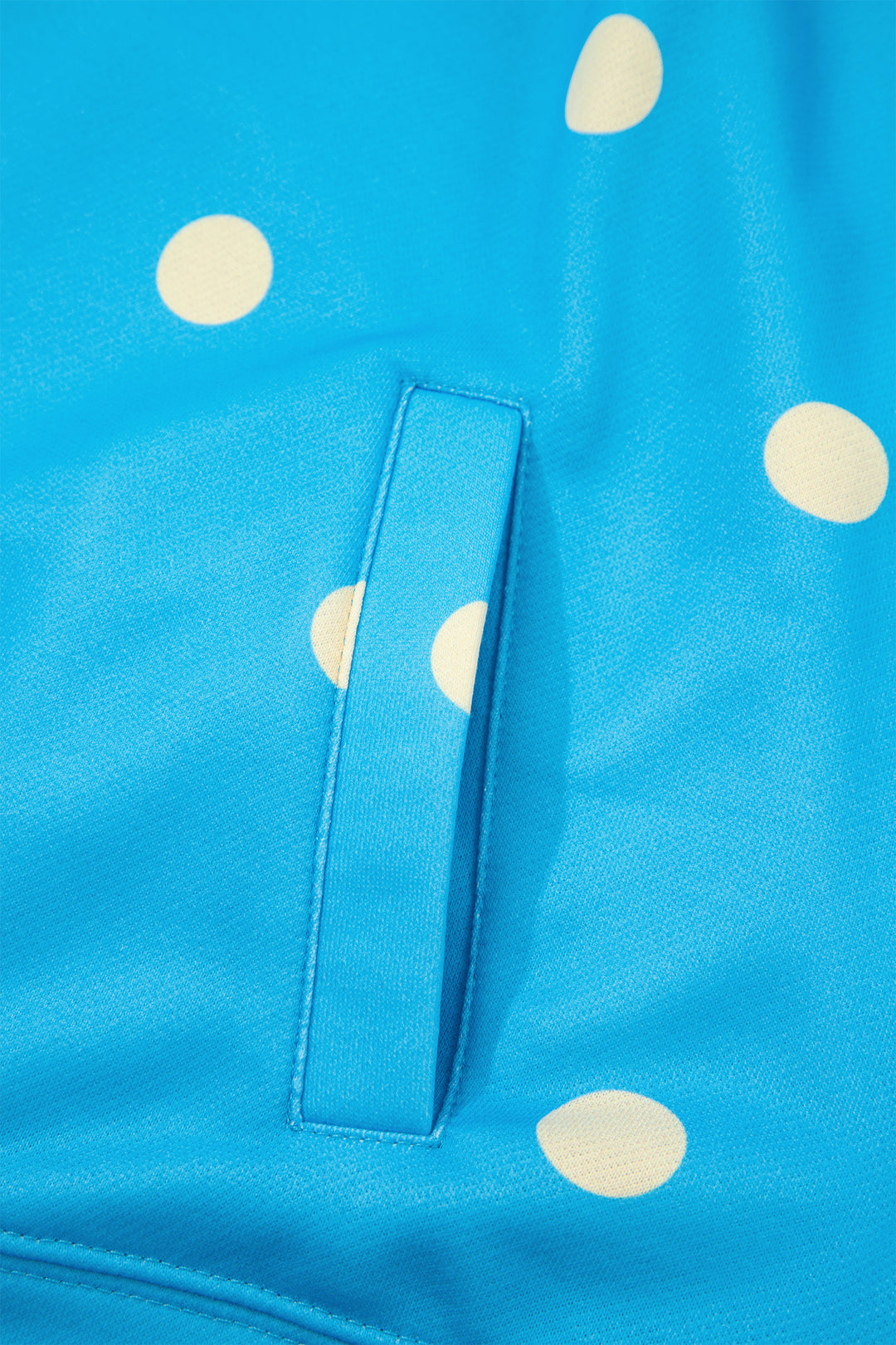 Blue Polka Dot Hooded Drawstring Long Sleeve Plus Size Set