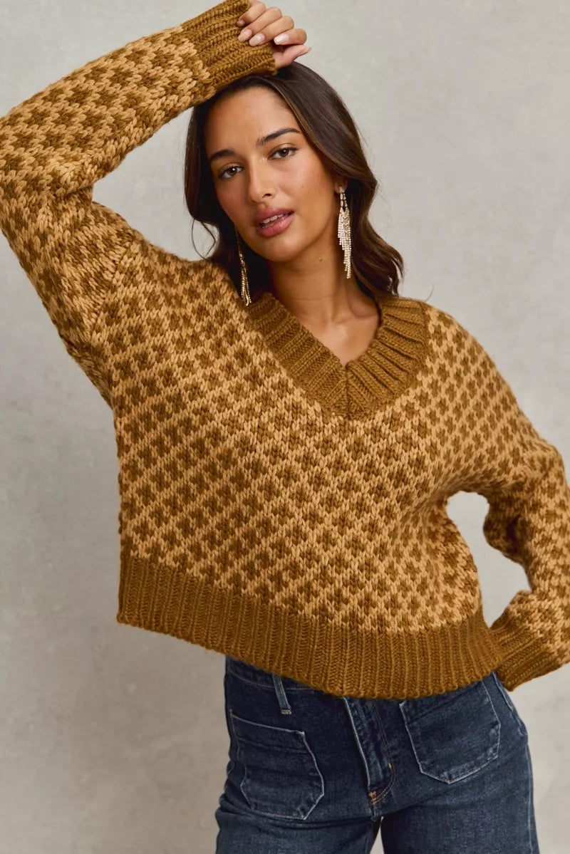 Chestnut Diamond Knit Sweater