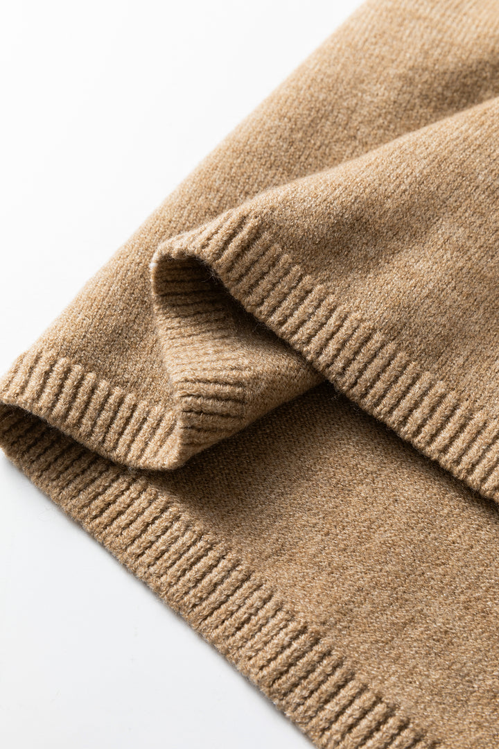 Simply Taupe Contrast Frilled Lace Trim Loose Cardigan Sweater