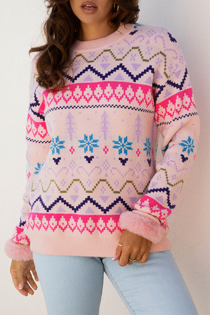 Kayaetta Knit Feather Cuffed Sweater