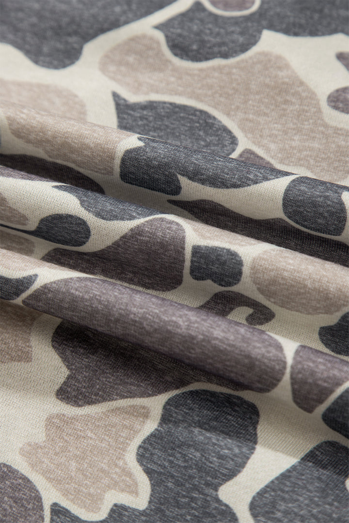 Multicolour Camouflage Print Color Block Trim Zip Bomber Sweatshirt