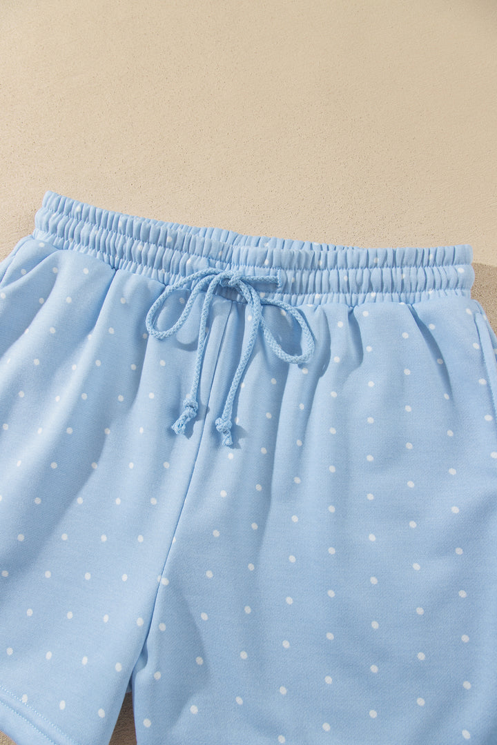 Pink Polka Dot Printed Oversized Hoodie Casual Shorts 2pcs Set