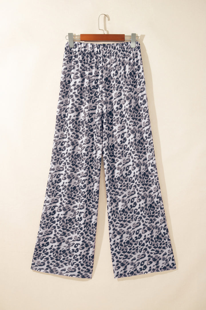 Multicolour Leopard Print Wide Leg Full Length Pants
